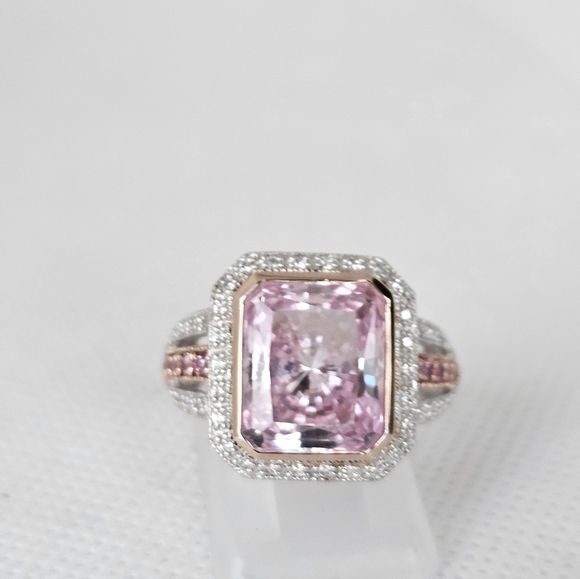 Gorgeous Victoria Wieck Fancy Cut Pink Sapphire [LC] Sterling Silver Size 8! - Picture 3 of 12